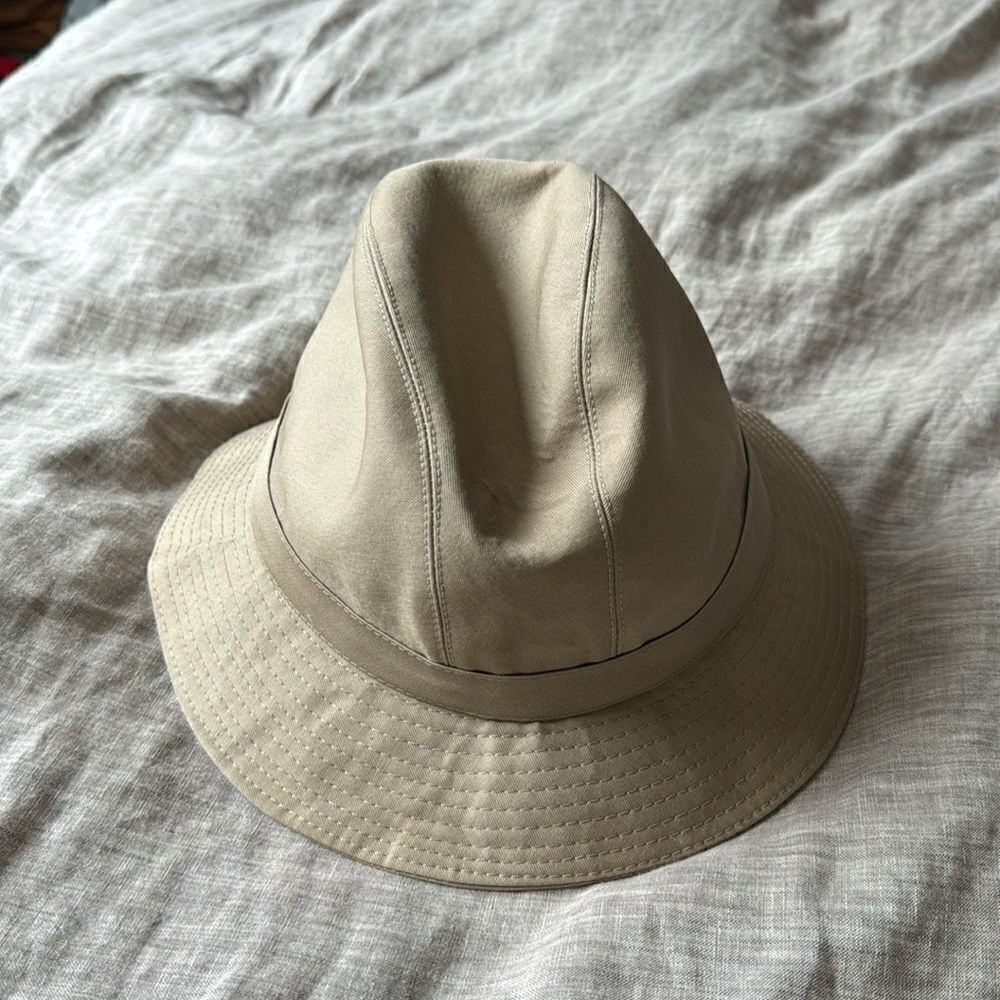 Vintage Original Burberry Bucket Rain Hat Classic Khaki Plaid Lining Size 7 - Picture 5 of 6